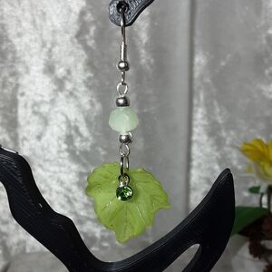 Handmade Fall Leaf Earrings Green